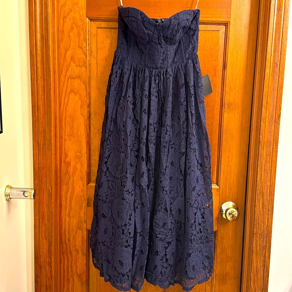 Lulus Navy Strapless Dress